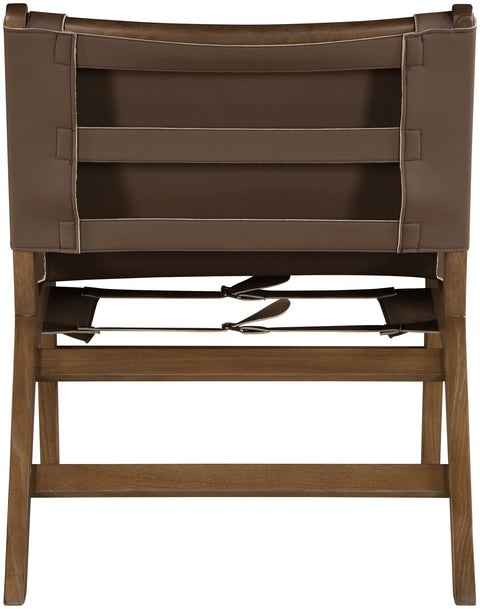 Rhea Brown Vegan Leather Upholstered Accent Chair, 1 Piece (Style 2)