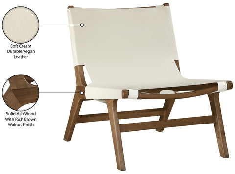 Rhea Cream Vegan Leather Upholstered Accent Chair, 1 Piece (Style 3)