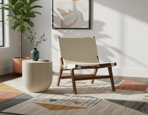 Rhea Cream Vegan Leather Upholstered Accent Chair, 1 Piece (Style 3)