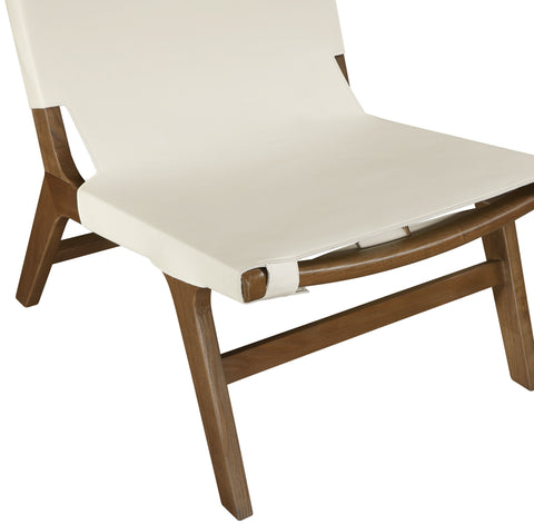 Rhea Cream Vegan Leather Upholstered Accent Chair, 1 Piece (Style 3)