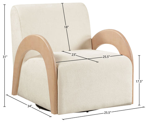 Nova Cream Chenille Fabric Upholstered Swivel Accent Chair, 1 Piece
