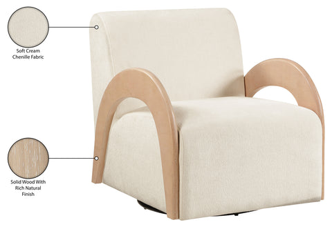 Nova Cream Chenille Fabric Upholstered Swivel Accent Chair, 1 Piece