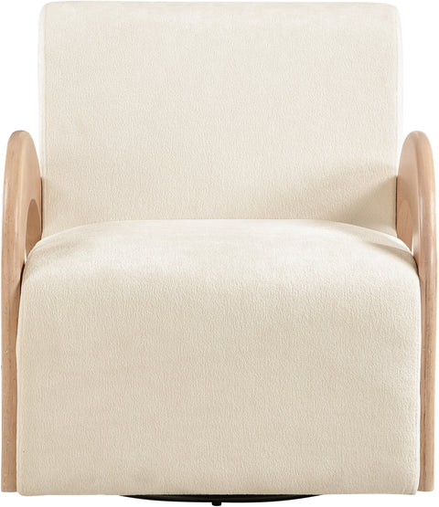 Nova Cream Chenille Fabric Upholstered Swivel Accent Chair, 1 Piece