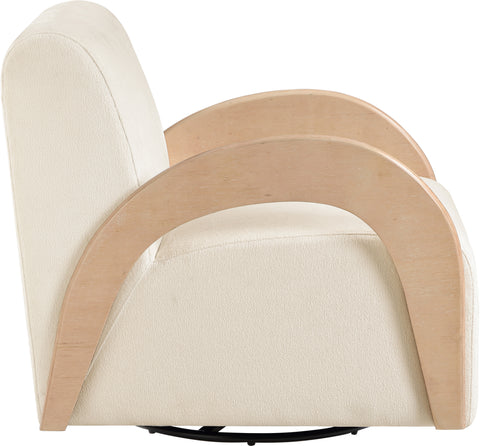 Nova Cream Chenille Fabric Upholstered Swivel Accent Chair, 1 Piece