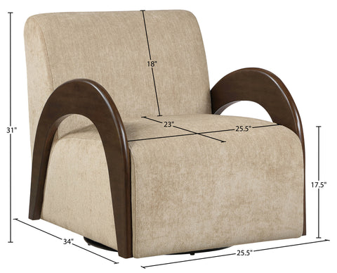 Nova Beige Chenille Fabric Upholstered Swivel Accent Chair, 1 Piece