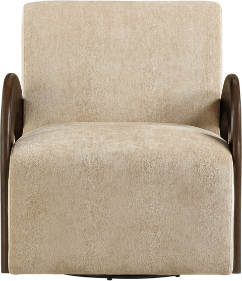 Nova Beige Chenille Fabric Upholstered Swivel Accent Chair, 1 Piece