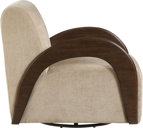 Nova Beige Chenille Fabric Upholstered Swivel Accent Chair, 1 Piece