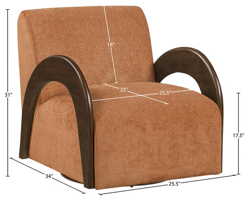 Nova Cognac Chenille Fabric Upholstered Swivel Accent Chair, 1 Piece