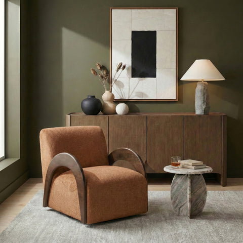 Nova Cognac Chenille Fabric Upholstered Swivel Accent Chair, 1 Piece