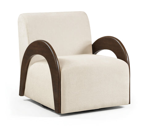 Nova Cream Chenille Fabric Upholstered Swivel Accent Chair, 1 Piece (Style 2)