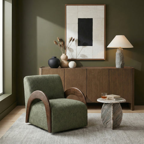 Nova Green Chenille Fabric Upholstered Swivel Accent Chair, 1 Piece