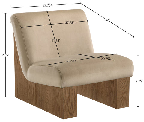 Orla Beige Velvet Performance Fabric Upholstered Accent Chair, 1 Piece