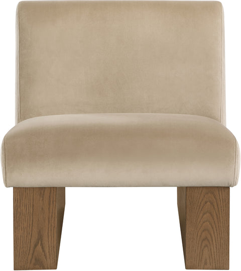 Orla Beige Velvet Performance Fabric Upholstered Accent Chair, 1 Piece