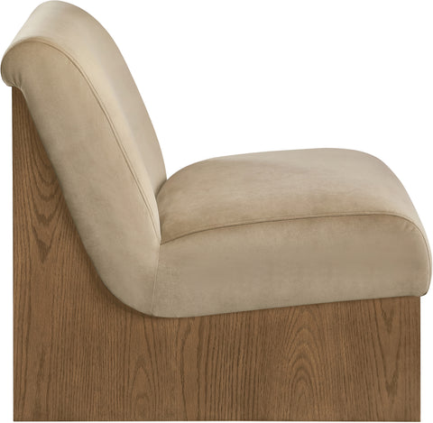 Orla Beige Velvet Performance Fabric Upholstered Accent Chair, 1 Piece