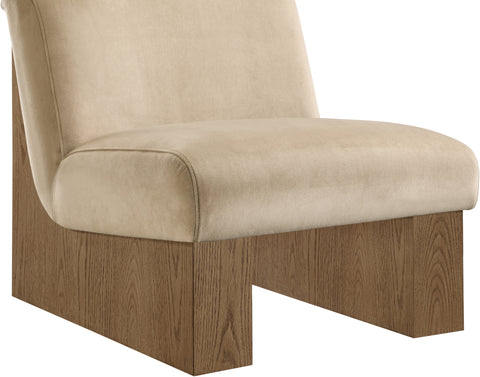 Orla Beige Velvet Performance Fabric Upholstered Accent Chair, 1 Piece