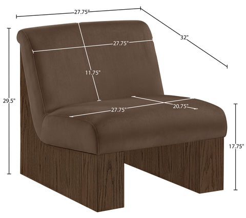 Orla Brown Velvet Performance Fabric Upholstered Accent Chair, 1 Piece