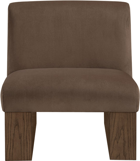 Orla Brown Velvet Performance Fabric Upholstered Accent Chair, 1 Piece