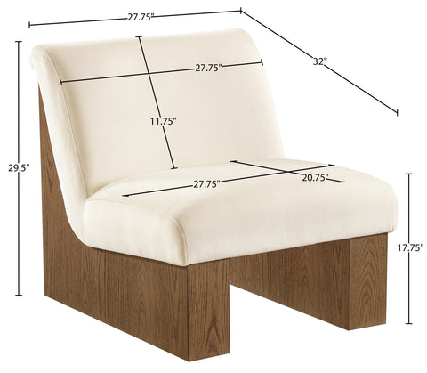 Orla Cream Velvet Performance Fabric Upholstered Accent Chair, 1 Piece
