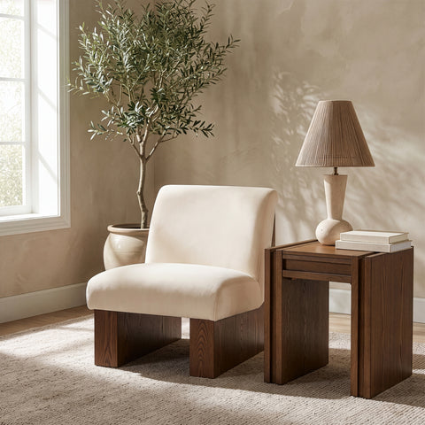 Orla Cream Velvet Performance Fabric Upholstered Accent Chair, 1 Piece