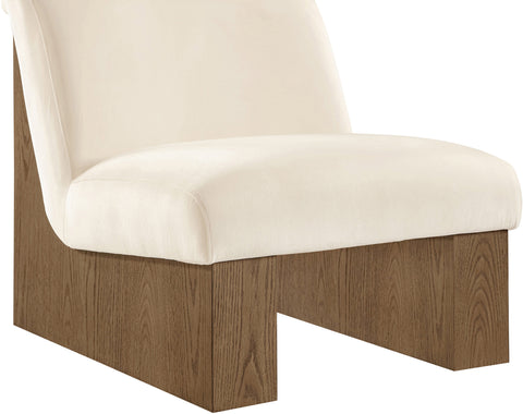 Orla Cream Velvet Performance Fabric Upholstered Accent Chair, 1 Piece