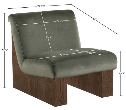 Orla Green Velvet Performance Fabric Upholstered Accent Chair, 1 Piece