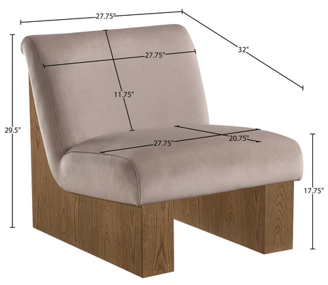 Orla Taupe Velvet Performance Fabric Upholstered Accent Chair, 1 Piece
