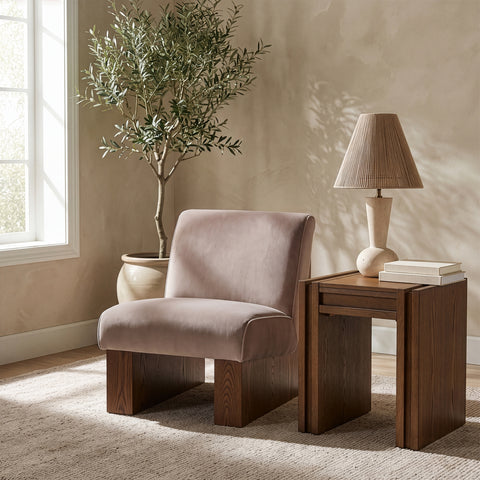 Orla Taupe Velvet Performance Fabric Upholstered Accent Chair, 1 Piece