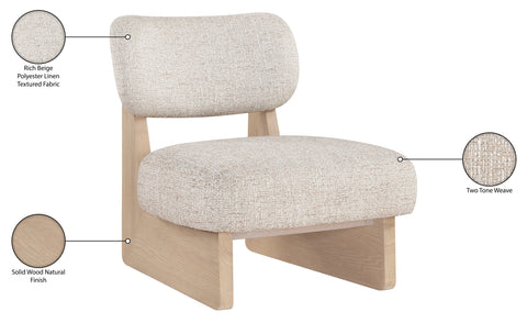 Marlow Beige Linen Textured Fabric Upholstered Accent Chair, 1 Piece