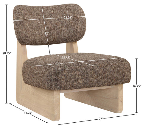 Marlow Brown Linen Textured Fabric Upholstered Accent Chair, 1 Piece