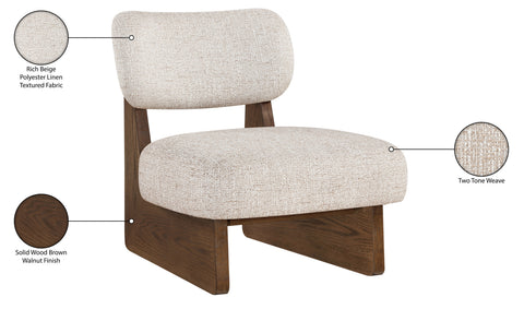 Marlow Beige Linen Textured Fabric Upholstered Accent Chair, 1 Piece (Style 2)