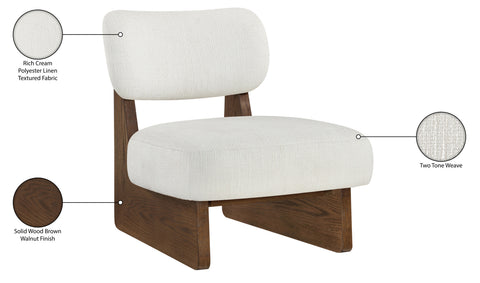 Marlow Cream Linen Textured Fabric Upholstered Accent Chair, 1 Piece (Style 2)