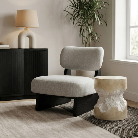 Marlow Grey Linen Textured Fabric Upholstered Accent Chair, 1 Piece