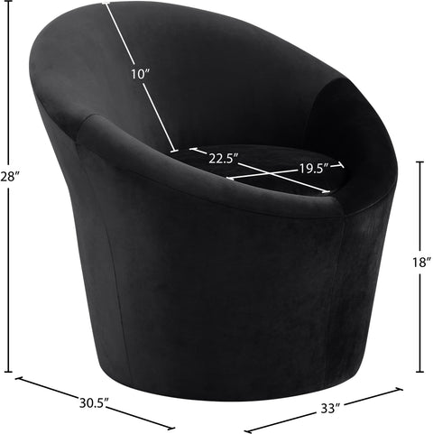 Yara Black Velvet Upholstered Accent Chair, 1 Piece