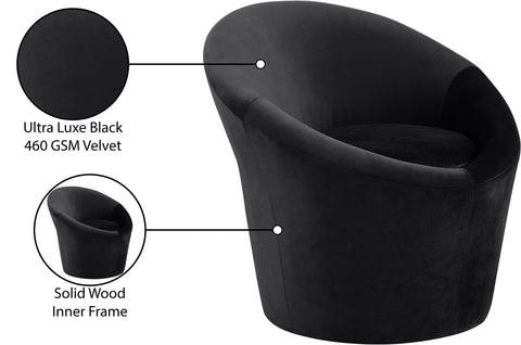 Yara Black Velvet Upholstered Accent Chair, 1 Piece