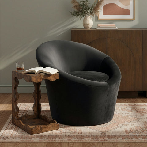 Yara Black Velvet Upholstered Accent Chair, 1 Piece