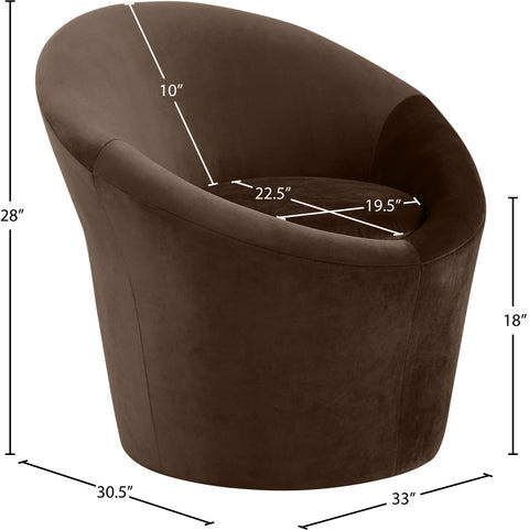 Yara Brown Velvet Upholstered Accent Chair, 1 Piece
