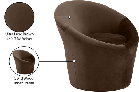 Yara Brown Velvet Upholstered Accent Chair, 1 Piece