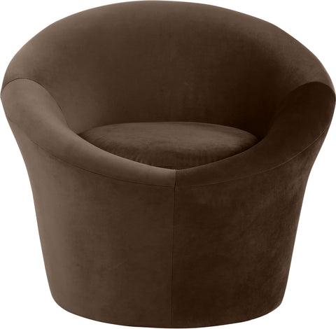 Yara Brown Velvet Upholstered Accent Chair, 1 Piece