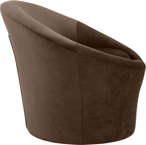 Yara Brown Velvet Upholstered Accent Chair, 1 Piece