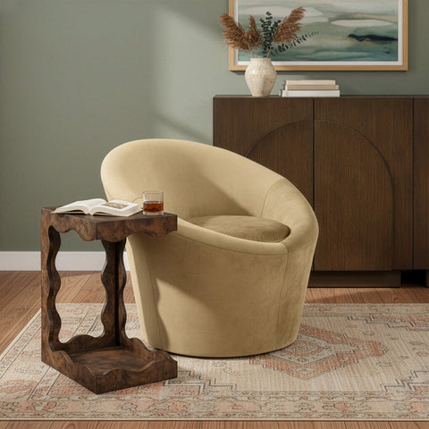 Yara Camel Velvet Upholstered Accent Chair, 1 Piece
