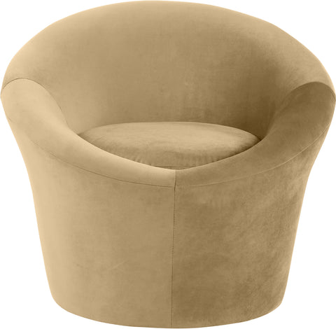 Yara Camel Velvet Upholstered Accent Chair, 1 Piece