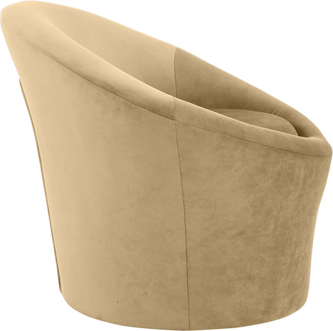 Yara Camel Velvet Upholstered Accent Chair, 1 Piece