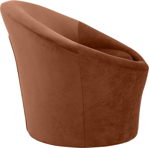 Yara Cognac Velvet Upholstered Accent Chair, 1 Piece