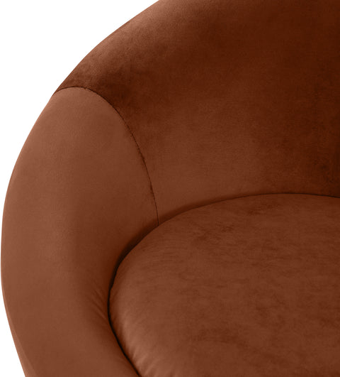 Yara Cognac Velvet Upholstered Accent Chair, 1 Piece