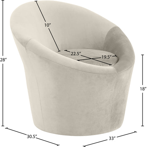 Yara Cream Velvet Upholstered Accent Chair, 1 Piece