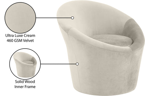 Yara Cream Velvet Upholstered Accent Chair, 1 Piece