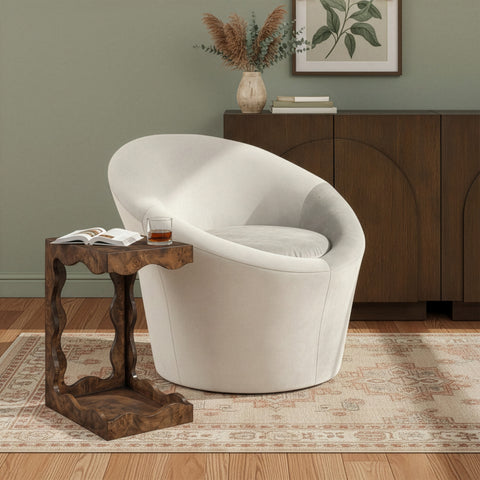 Yara Cream Velvet Upholstered Accent Chair, 1 Piece