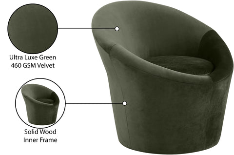 Yara Green Velvet Upholstered Accent Chair, 1 Piece