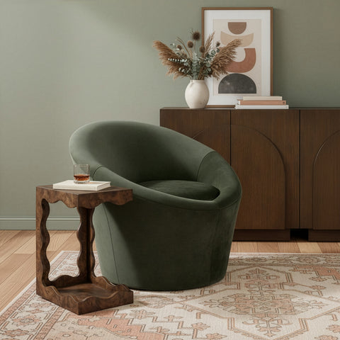 Yara Green Velvet Upholstered Accent Chair, 1 Piece