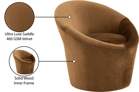 Yara Saddle Velvet Upholstered Accent Chair, 1 Piece
